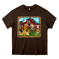 Chocolate Brown farm life Heavy Core Tee - Zillion Design Studio