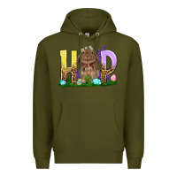 Army Green Hop rabbit Premium Hoodie - NancyCooperArtShop