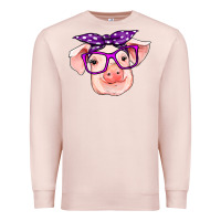 Pale Pink pig with bandana Premium Sweatshirt - RanaPortraitStore