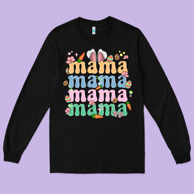 Easter Mama Long Sleeve Tee Designed By Maliassmallbusiness