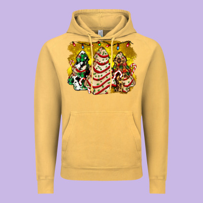 Christmas Tree Cake And Christmas Pattern Ado Vintage Hoodie Designed By Adodesignshop