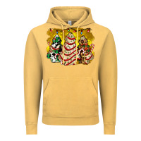 Vintage Mustard christmas tree cake and christmas pattern ado Vintage Hoodie - AdoDesignShop