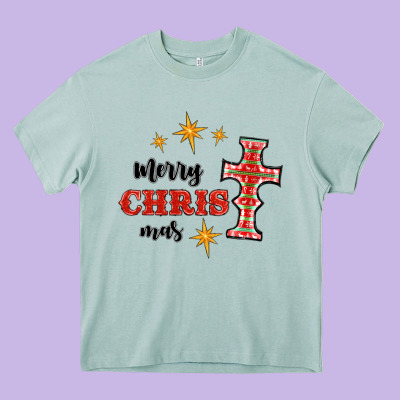 Merry Christmas Cross Heavy Core Tee Designed By Ranaportraitstore