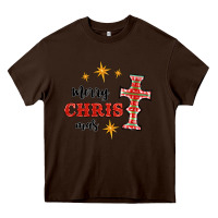 Chocolate Brown merry christmas cross Heavy Core Tee - RanaPortraitStore