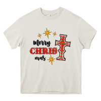 Cream merry christmas cross Heavy Core Tee - RanaPortraitStore