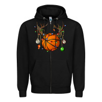 Black Basketball Horn Christmas Zipper Hoodie - BundleAndBundleShop