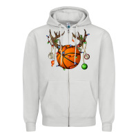 Dove Grey Basketball Horn Christmas Zipper Hoodie - BundleAndBundleShop