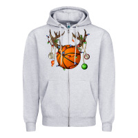 Heather Grey Basketball Horn Christmas Zipper Hoodie - BundleAndBundleShop