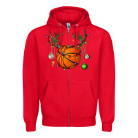 Red Basketball Horn Christmas Zipper Hoodie - BundleAndBundleShop