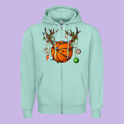 Basketball Horn Christmas Zipper Hoodie Designed By Bundleandbundleshop
