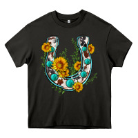 Asphalt cowhide sunflower horseshoe Heavy Core Tee - Zillion Design Studio
