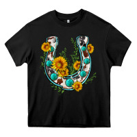 Black cowhide sunflower horseshoe Heavy Core Tee - Zillion Design Studio