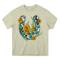 Mossy cowhide sunflower horseshoe Heavy Core Tee - Zillion Design Studio