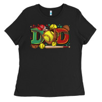 Black dad softball Ladies Tee - Zillion Design Studio