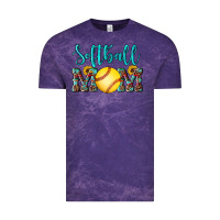 Cloud Purple western leopard  sunflowers glitter mom softball Vintage Tee - Artiststas