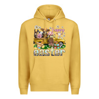 Antique Gold Happy Easter truck with farm animals Premium Hoodie - NancyCooperArtShop