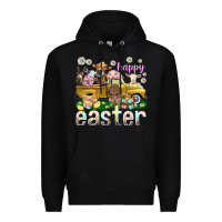 Black Happy Easter truck with farm animals Premium Hoodie - NancyCooperArtShop