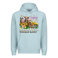 Blue Mist Happy Easter truck with farm animals Premium Hoodie - NancyCooperArtShop