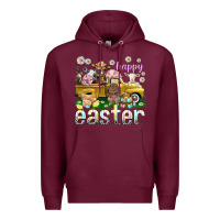 Burgundy Happy Easter truck with farm animals Premium Hoodie - NancyCooperArtShop