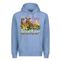 Colony Blue Happy Easter truck with farm animals Premium Hoodie - NancyCooperArtShop