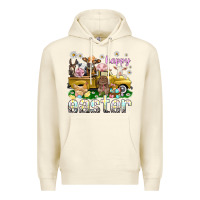 Sandshell Happy Easter truck with farm animals Premium Hoodie - NancyCooperArtShop