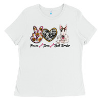 White peace love bull terrier Ladies Tee - RanaPortraitStore