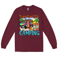 Burgundy summer camping Long Sleeve Tee - JahusDesignShop