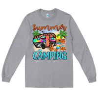 Heather Grey summer camping Long Sleeve Tee - JahusDesignShop