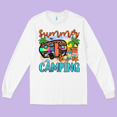 Summer Camping Long Sleeve Tee Designed By Jahusdesignshop