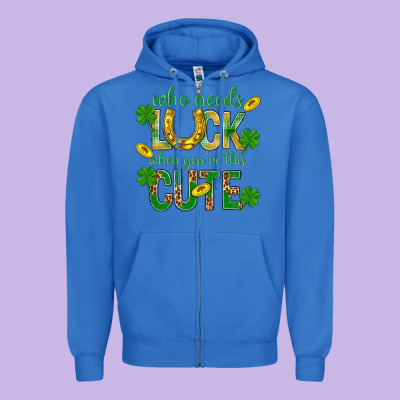 Who Needs Luck When You're This Cute St. Patricks Zipper Hoodie Designed By Bundleandbundleshop