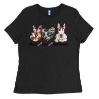 Black peace love bull terrier Ladies Tee - RanaPortraitStore