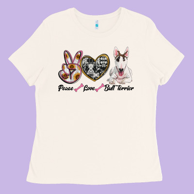 Peace Love Bull Terrier Ladies Tee Designed By Ranaportraitstore