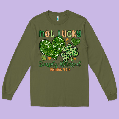 Not Lucky Simply Blessed Long Sleeve Tee Designed By Maliassmallbusiness