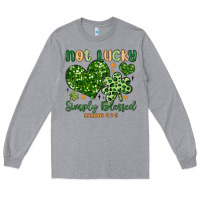 Heather Grey not lucky simply blessed Long Sleeve Tee - MaliasSmallBusiness