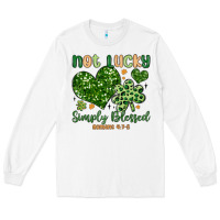 White not lucky simply blessed Long Sleeve Tee - MaliasSmallBusiness
