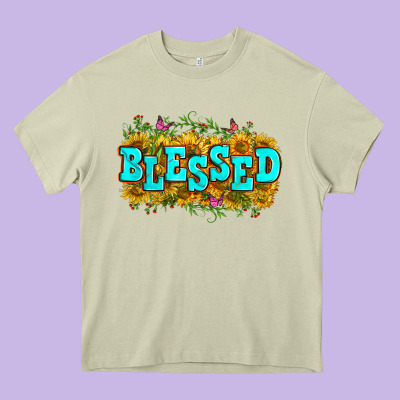 Western Blessed Heavy Core Tee Designed By Zillion Design Studio