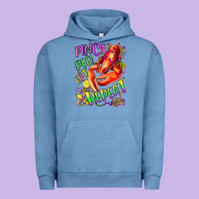 Pinch Peel Eat Repeat Mardi Gras Olivia Urban Hoodie Designed By Oliviacreatesart