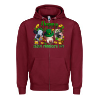 Burgundy Happy Saint Patrick'S Day With Clover Zipper Hoodie - BundleAndBundleShop