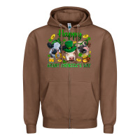 Chestnut Happy Saint Patrick'S Day With Clover Zipper Hoodie - BundleAndBundleShop