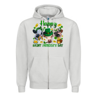 Dove Grey Happy Saint Patrick'S Day With Clover Zipper Hoodie - BundleAndBundleShop