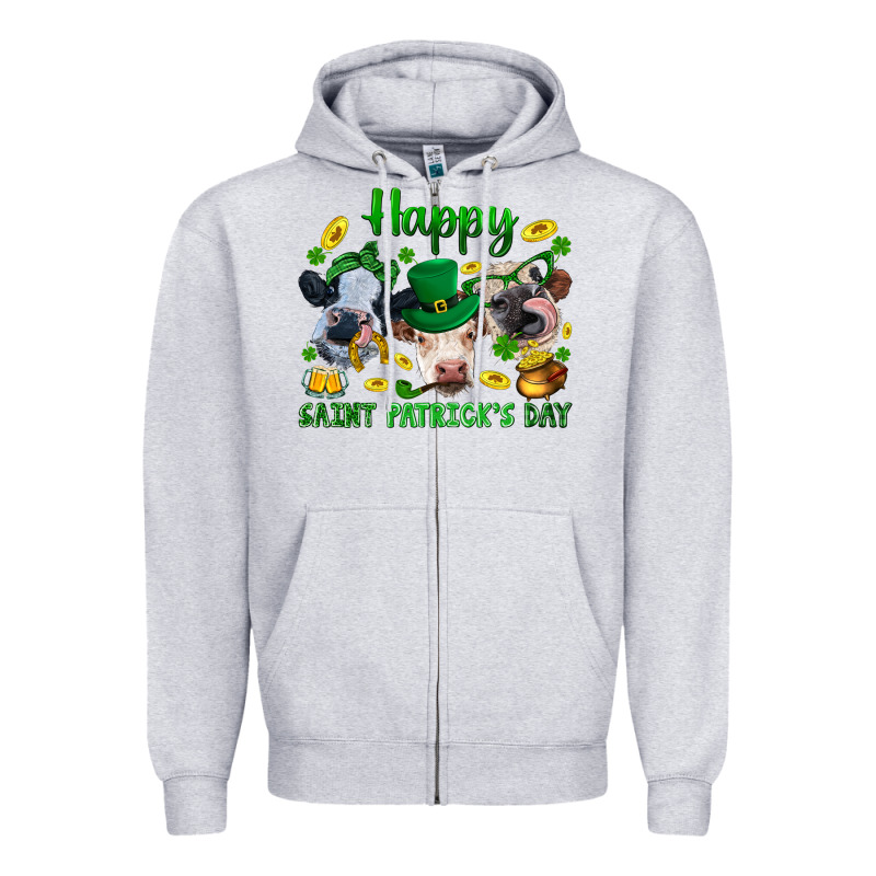 Happy Saint Patrick's Day With Clover Zipper Hoodie by BundleAndBundleShop | Teevron