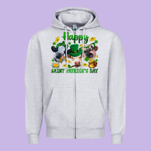 Happy Saint Patrick's Day With Clover Zipper Hoodie Designed By Bundleandbundleshop