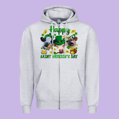 Happy Saint Patrick's Day With Clover Zipper Hoodie Designed By Bundleandbundleshop