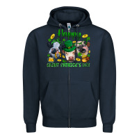 Navy Happy Saint Patrick'S Day With Clover Zipper Hoodie - BundleAndBundleShop