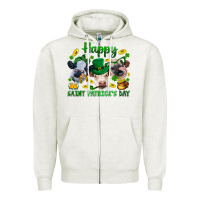 Oatmeal Heather Happy Saint Patrick'S Day With Clover Zipper Hoodie - BundleAndBundleShop