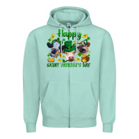 Seafoam Happy Saint Patrick'S Day With Clover Zipper Hoodie - BundleAndBundleShop
