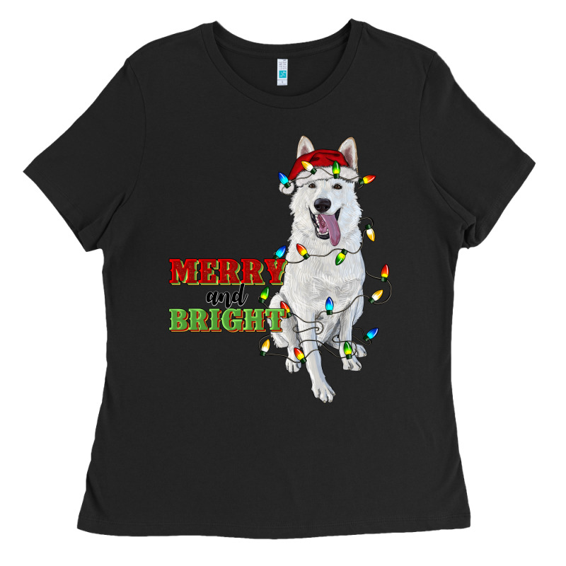 Merry And Bright White Shepherd Ladies Tee by RanaPortraitStore | Teevron