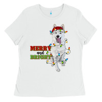 White merry and bright white shepherd Ladies Tee - RanaPortraitStore