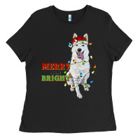 Black merry and bright white shepherd Ladies Tee - RanaPortraitStore