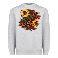 Heather Grey Christmas leopard sunflower Heavyweight Sweatshirt - BarkalooDesign